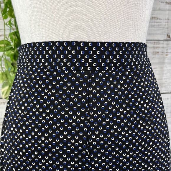 Talbots Skirt size 16 Pet Black Blue Polka Dots Slinky Above Knee Flared Stretch - Picture 5 of 13
